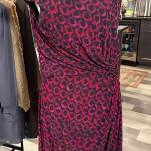 Ralph Lauren Pink and Black Sheath Dress with Cowl Neck